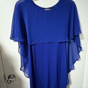 Elegant Blue Cape Dress